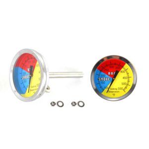 (2 PACK) 475F BBQ CHARCOAL GRILL SMOKER PIT TEMPERATURE GAUGE THERMOMETER 2.5 STEM SS RWB