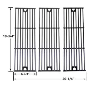 3 PACK GLOSS CAST IRON REPLACEMENT COOKING GRID FOR CHAR-GRILLER 2121, 2123, 2222 AND KING GRILLER 3008, 5252 GAS GRILL MODELS