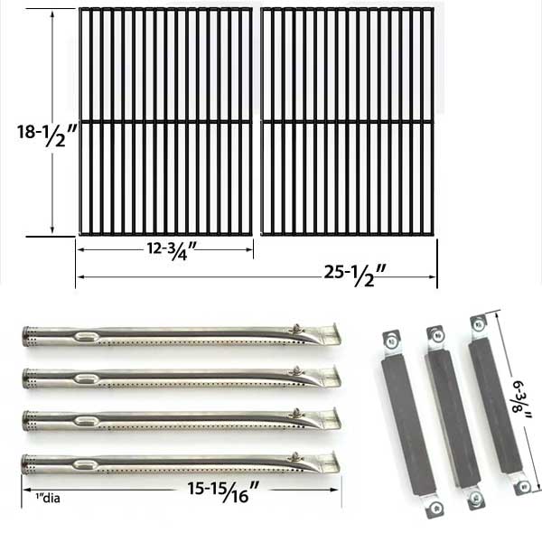 REPAIR KIT FOR KENMORE SEARS 16644 BBQ GAS GRILL INCLUDES 4 STAINLESS STEEL BURNERS, 3 CROSSOVER TUBES AND CAST COOKING GRATES-1