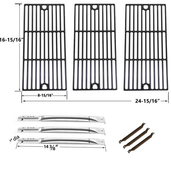 REPAIR-KIT-FOR-CHARBROIL-463320109-463320110-463470109-BBQ-GAS-GRILL-INCLUDES-3-STAINLESS-STEEL-BURNER-3-CROSSOVER-TUBES-AND-PORCELAIN-CAST-GRATES-1