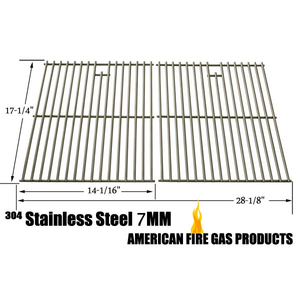 REPLACEMENT STAINLESS STEEL COOKING GRID FOR AUSSIE 6703C8FKK1, 6804S8-S11, 6804T8KSS1, 6804T8UK91, 67A4T09K21, BRINKMANN 810-9490-F, 810-8425-S, 810-9490-0 AND GRILL CHEF SS72B GAS GRILL MODELS, SET OF 2