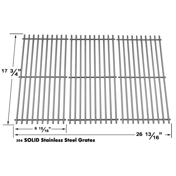 REPLACEMENT STAINLESS STEEL COOKING GRID FOR BRINKMANN 810-9415W, 810-9415-W, 810-8411-5, PRO SERIES 8300, 810-2410-S, 810-7490-F, CHARMGLOW 810-8410-F, 810-8410-S AND GRILLADA GAS GRILL MODELS, SET OF 3