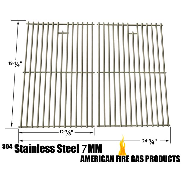 STAINLESS COOKING GRID FOR BRINKMANN AUGUSTA 810-4040-B, AUSTIN 810-6330-B, GRAND GOURMET 2250, 810-2250-0, GAS GRILL MODELS, SET OF 2