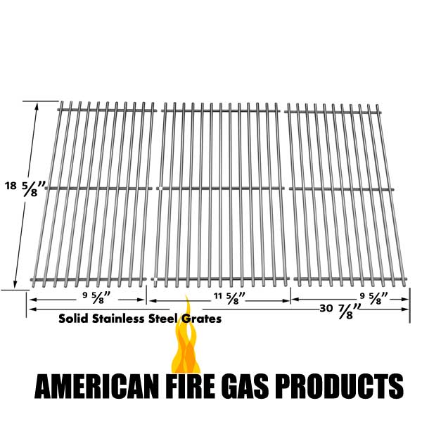 STAINLESS STEEL COOKING GRID REPLACEMENT FOR KENMORE 119.16658010, 119.16658011, MASTER FORGE B10LG25 AND MASTERBUILT 10041006 GAS GRILL MODELS, SET OF 3