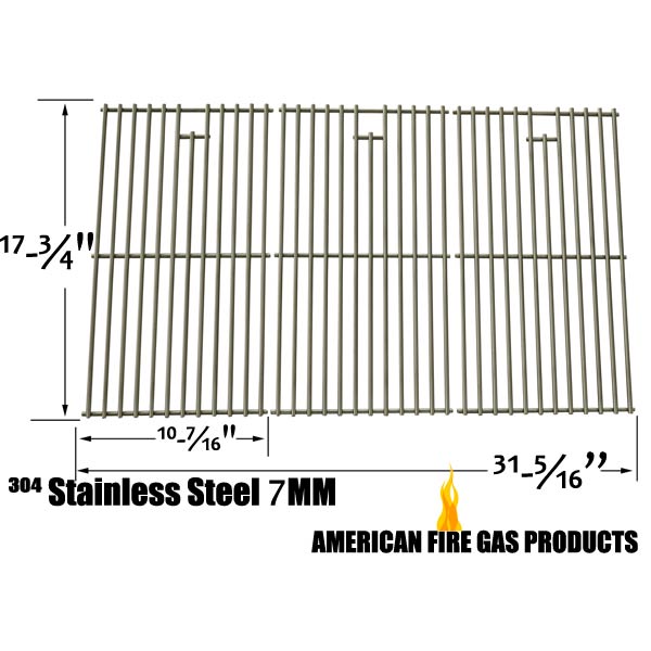 STAINLESS STEEL COOKING GRID REPLACEMENT FOR KENMORE 148.1637110, 148.1615621, MASTER CHEF L3218, MASTER FORGE E3518-LP, L3218, 3218LTN, 3218LT, 3218LTM, DG0576CC, E3518-LPG GAS GRILL MODELS, SET OF 3