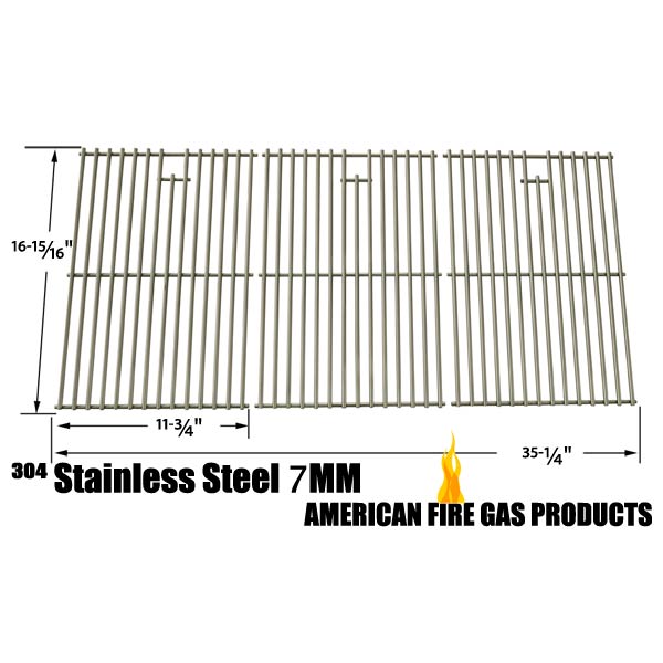 STAINLESS STEEL COOKING GRID REPLACEMENT FOR MASTER CHEF 85-3008-4, 85-3009-2, T620LP, T620NG, G65001, G65002, NEXGRILL 720-0419, 720-0459 AND NORTH AMERICAN OUTDOORS 720-0419, 720-0459, BB10837A GAS GRILL MODELS, SET OF 3