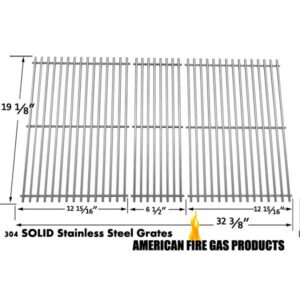 STAINLESS STEEL COOKING GRID REPLACEMENT FOR MEMBERS MARK M3206ALP, M3206ANG, M3207ALP, M5205ALP, M5205ANG, MONARCH04ALP AND KENMORE 141.16655900, 141.17677 GAS GRILL MODELS, SET OF 3