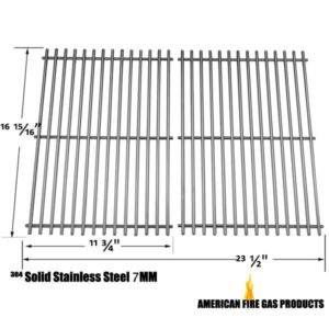 STAINLESS STEEL COOKING GRIDS FOR BRINKMANN 2500, 2500 PRO SERIES, 2600, 2700, 2720, 4425, 4445, 6440, 6650, 6668, 6670, 810-2500, 810-2500-0, 810-2500-1, 810-2600-0, 810-2600-1, 810-2610-0 GAS GRILL MODELS, SET OF 2