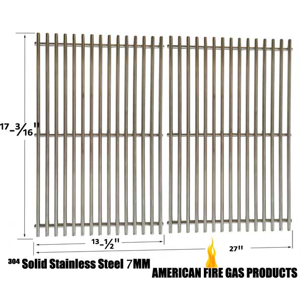 STAINLESS STEEL REPLACEMENT COOKING GRID FOR BRINKMANN 810-9490-0, GRILL MASTER 720-0697, NEXGRILL 720-0697, TERA GEAR 13013007TG AND UNIFLAME GBC091W, GBC940WIR, GBC956W1NG-C, GBC981W, GBC981W-C, GBC983W-C GAS GRILL MODELS, SET OF 2