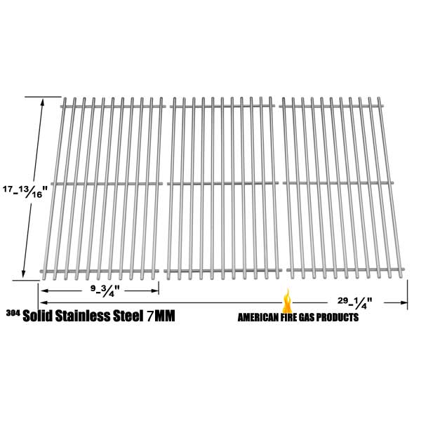 STAINLESS STEEL REPLACEMENT COOKING GRID FOR MASTER FORGE P3018, MFA550CBP AND DUCANE 4100, AFFINITY 31421001, AFFINITY 4100, AFFINITY 4200 GAS GRILL MODELS, SET OF 3
