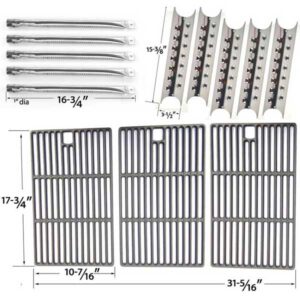 REPAIR MASTER FORGE 5 BURNER 3218LT ,3218LTN, L3218 GAS GRILL REPAIR KIT INCLUDES 5 STAINLESS BURNERS, 5 HEAT SHIELDS AND PORCELAIN CAST IRON COOKING GRATES