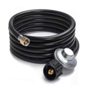 12 FT (144IN) QCC1/TYPE1 LOW PRESSURE REGULATOR HOSE WITH 3/8INCH FEMALE FLARE FITTING FOR FIRE TABLE, FIREPIT, PROPANE HEATER, TRAILER HEATER, CAMP CHEF STOVE AND GENERATOR