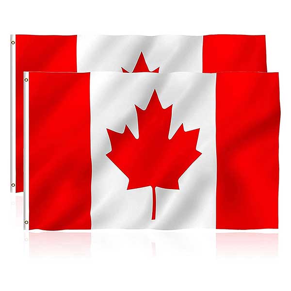 CANADIAN FLAG REPLACEMENT (3 X 6 FT) MADE OF DURABLE 100D HEAVY POLYESTER, 2 BRASS GROMMETS, RUST-PROOF AND STURDY FOR EASY HANGING, LIGHT-WEIGHTED POLYESTER CANADIAN FLAGS