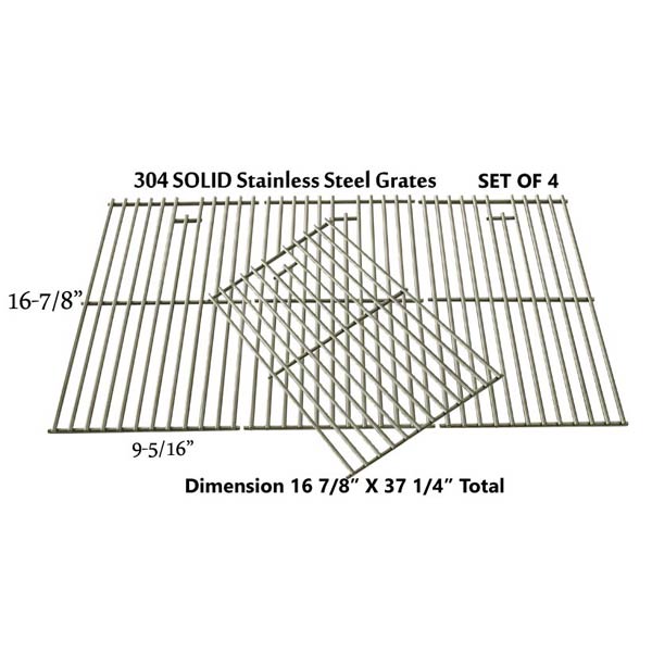 GRILL REPAIR 4 PACK STAINLESS STEEL COOKING GRID FOR CHARBROIL 463239915, KENMORE & RANGE MASTER GAS MODELS