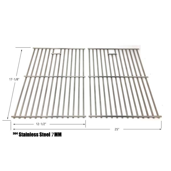 GRILL REPAIR STAINLESS STEEL COOKING GRIDS FOR GRILL CHEF GC610 & VERMONT CASTINGS GAS MODELS, SET OF 2