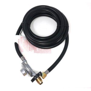 REPLACEMENT LOW PRESSURE PORTABLE 12FT (144IN) PROPANE HOSE & REGULATOR CONNECTS LOW PRESSURE PORTABLE PROPANE APPLIANCES - SOFT POL FITTING LP GAS LOW PRESSURE 3/8" FEMALE