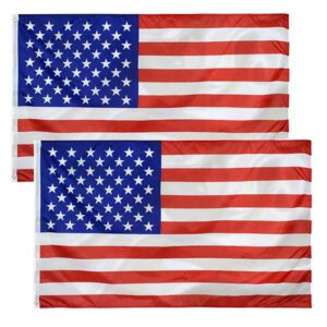 USA FLAG REPLACEMENT (3 X 5 FT) MADE OF DURABLE 100D HEAVY POLYESTER, 2 BRASS GROMMETS, RUST-PROOF AND STURDY FOR EASY HANGING, LIGHT-WEIGHTED POLYESTER USA FLAGS
