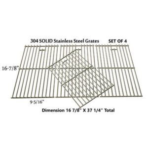 REPAIR PARTS FOR CHARBROIL 463230512, 463441111, 466471110, 463230513 GAS GRILL MODELS, 4 PACK STAINLESS STEEL COOKING GRID