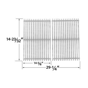 REPAIR PARTS FOR CHARBROIL 4659619, 4659621, 4659663, 4669278, 4669282, GG9049 GAS GRILL MODELS, SET OF 2 STAINLESS STEEL COOKING GRIDS
